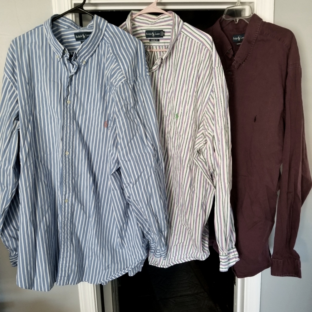 Lot of 3 Big and Tall Polo Ralph Lauren Button Up Shirts. All 3 shirts for sell.